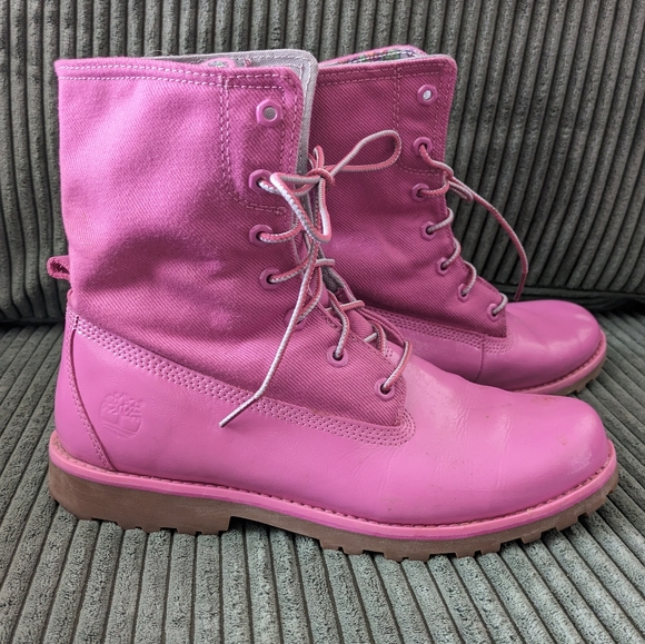 Pink Timberland Boots with Canvas top - Picture 4 of 5